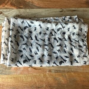 Sheer nude black cat design scarf beige black